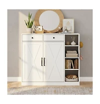 gaomon Shoe Storage Cabinet, Modern Farmhouse Shoe Rack Organizer with 6 Adjustable Shelves and 2 Drawers Living Room