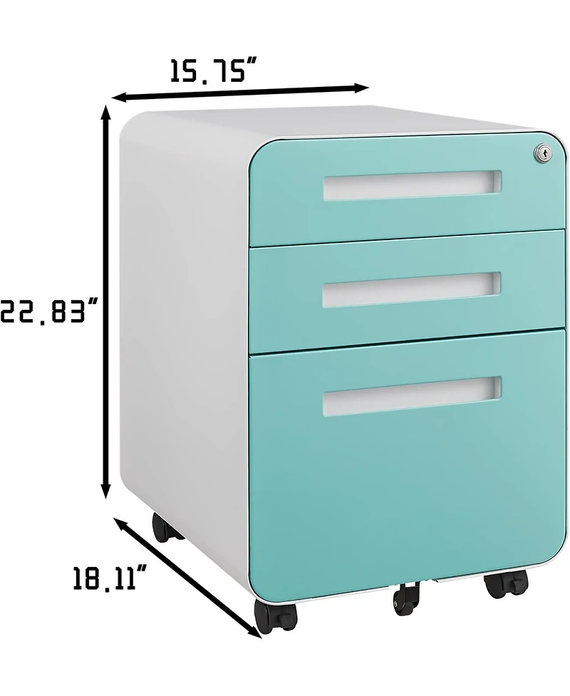 gaomon Drawer Mobile File Cabinet with Lock, Under Desk Metal Filing for Home Office, Storage 5 Wheels Letter/Legal