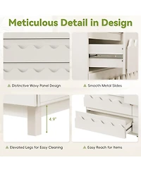 Rainsken 6 Drawer Dresser, Modern Tv Stand and Chest of Drawers with Wave Front Design, Anti-Tip Clothes Storage Organizer for Bedroom, Living Room