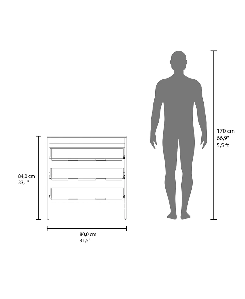 Fm Furniture Reti 3-Drawer Chest with Functional Storage and Modern Design