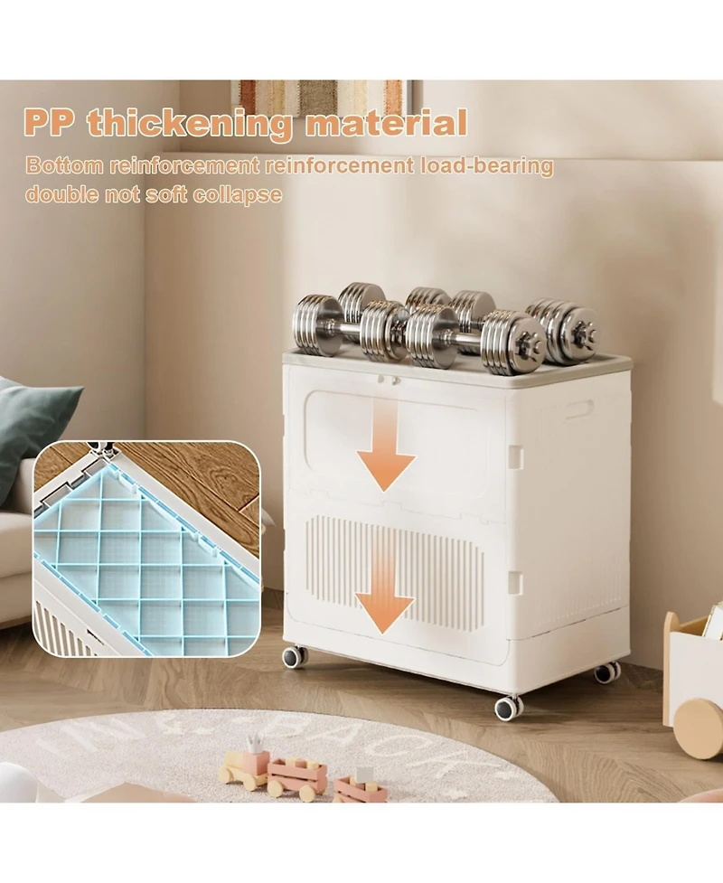 gaomon 2 Pack Rolling Laundry Hamper with Lid, Collapsible Plastic Clothes Basket with Wheels