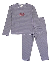 MeMoi Baby Girls 2 Piece "Generation MiniMoi" Mini-Stripe Cotton-Rich Lounge Set