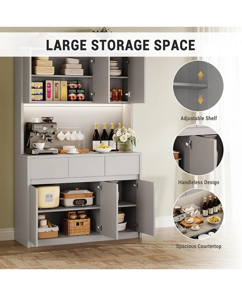 gaomon Kitchen Pantry Cabinet,71 in Tall Storage Cabinet with DoorsandShelves Adjustable, Kitchen Storage Hutch with Microwave Shelf