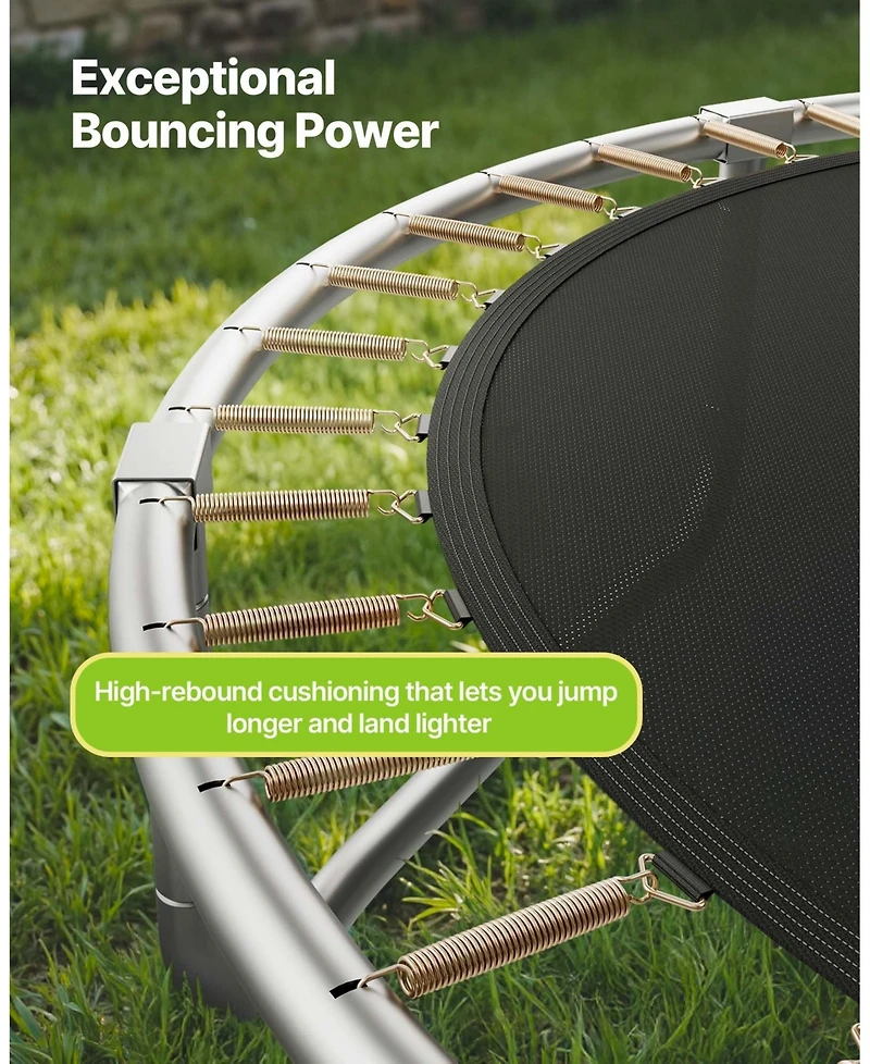 Mecale 12 Ft Outdoor Trampoline with Enclosure Net 400 lbs Capacity