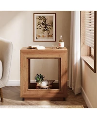 Tribesigns End Table, 24" Side Table with Storage Shelf, Farmhouse Style