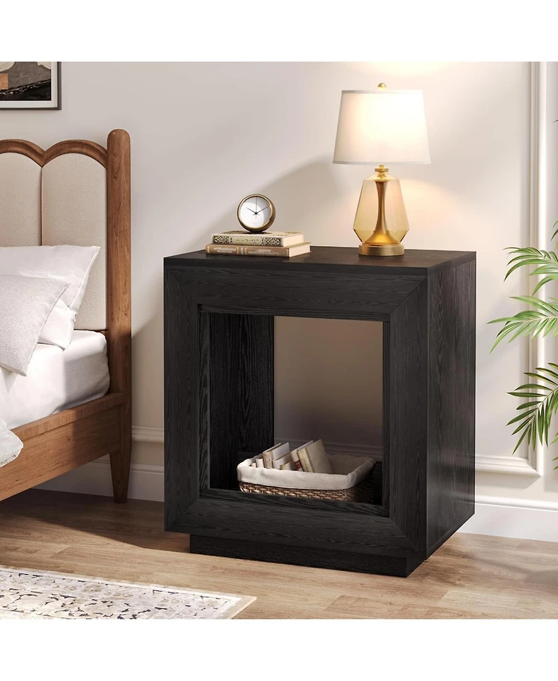 Tribesigns End Table, 24" Side Table with Storage Shelf, Farmhouse Style