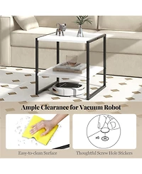 Gymax 20'' 2-Tier End Table w/ Storage Shelf Reversible Design for Living Room