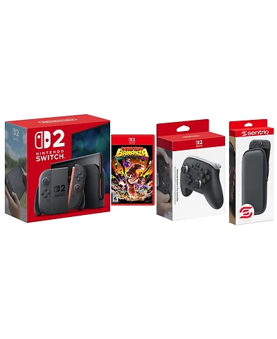 Nintendo Switch 2 Console with Donkey Kong Bananza, Pro Controller and Protective Case Bundle