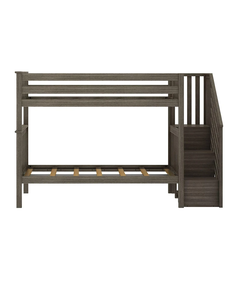 Max and Lily Bed Frame, Farmhouse Solid Wood Platform with Slatted Headboard