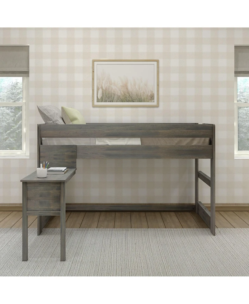 Max & Lily Solid Wood Loft Bed with Desk, Modern Farmhouse High Twin Loft Bed For Kids
