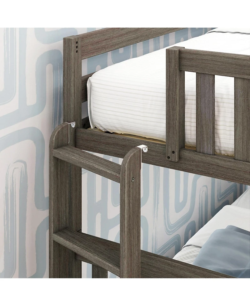 Max & Lily Full Bunk Bed With Ladder on End and Storage Drawers