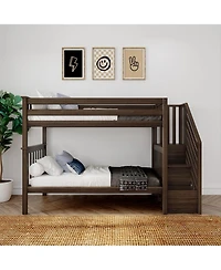 Max and Lily Bed Frame, Farmhouse Solid Wood Platform with Slatted Headboard
