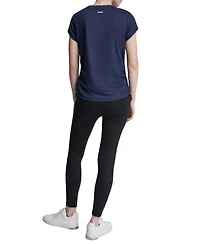 Dkny Sport Women's Ruched Side Seams V-Neck Tech T-Shirt