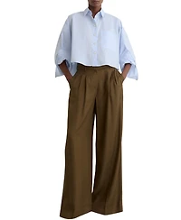 Reiss Women's Cotton Cropped Long-Sleeve Shirt
