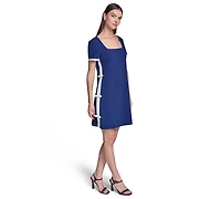 Karl Lagerfeld Paris Women's Bow Trim Scuba Crepe Sheath Dress
