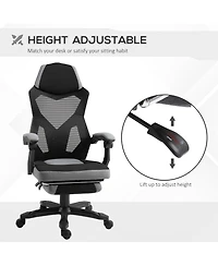 Vinsetto Office Chair Adjust Height Recliner with Footrest, Wheel, Mesh Back