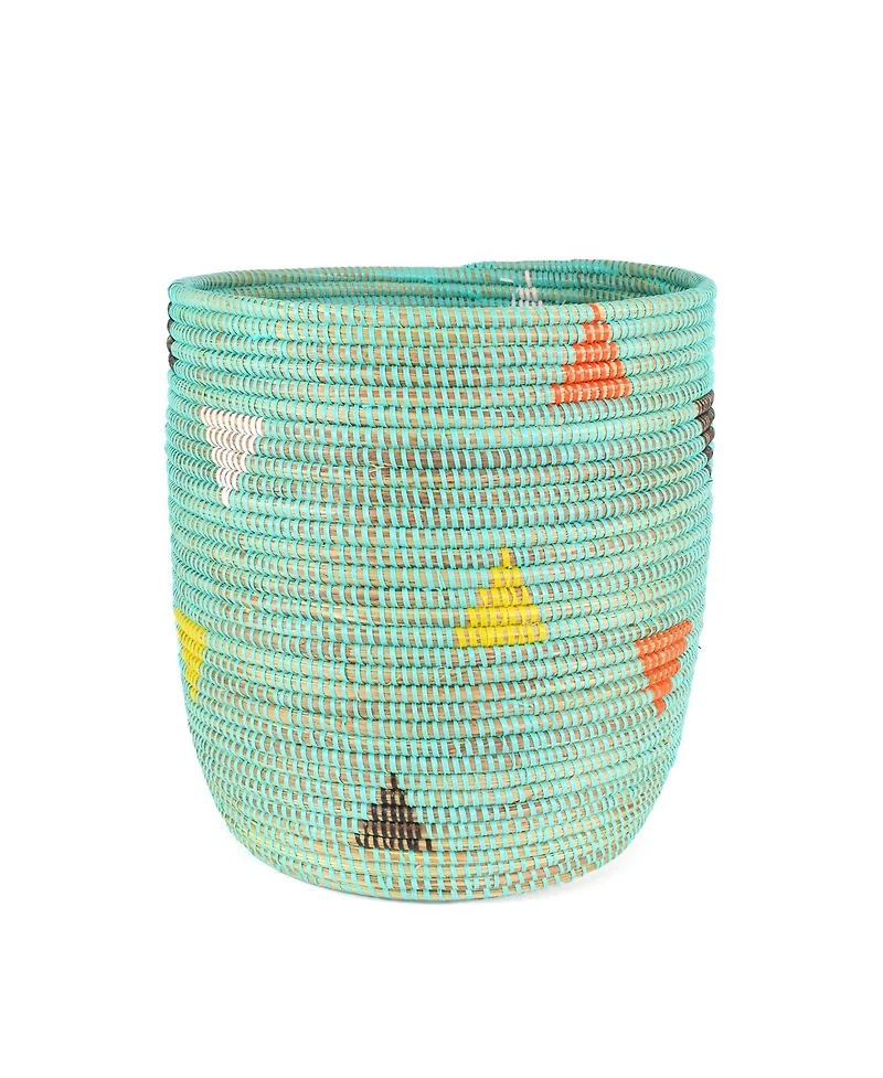 African Modern, Aqua Teranga Triangles Bath Bin Basket