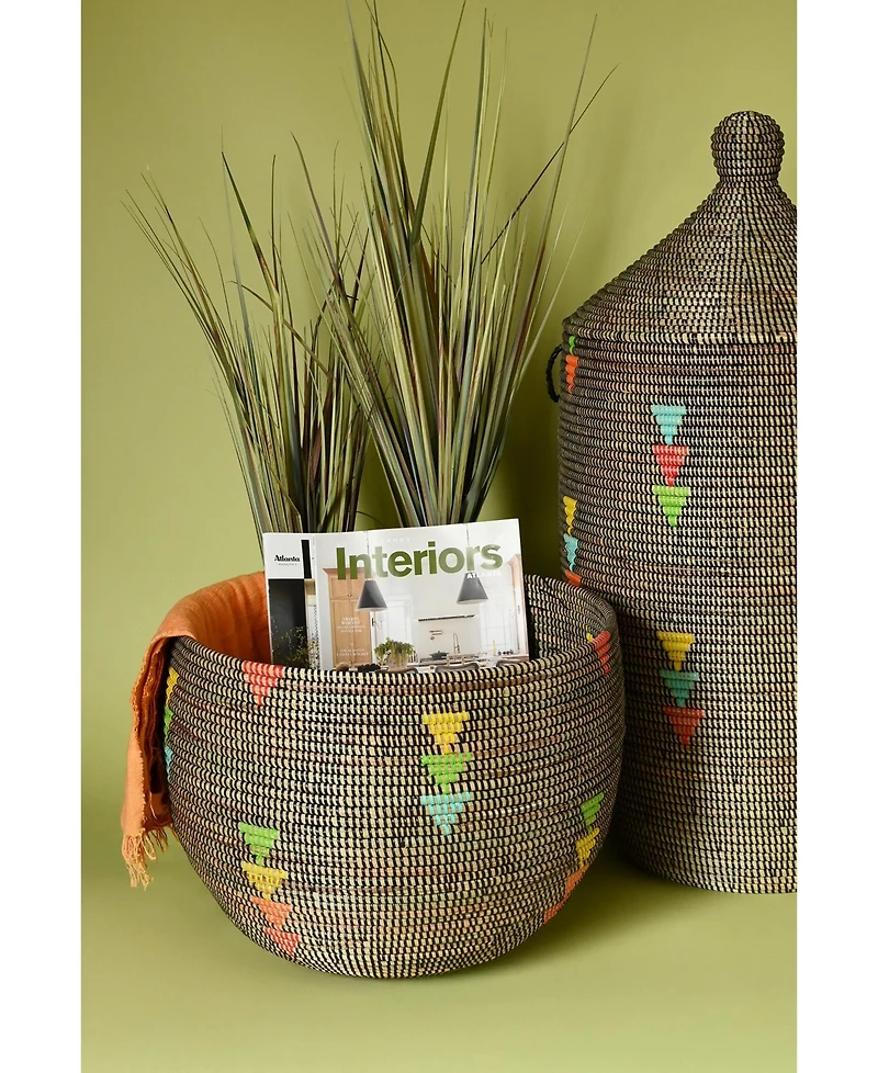 African Modern, Prism Triangles Deep Storage Bowl Basket
