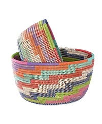 African Modern, Colorful Stairwell Nesting Baskets, Set of 2