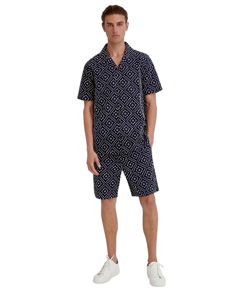 Karl Lagerfeld Paris Men's Embroidered Diamond Button-Down Shirt