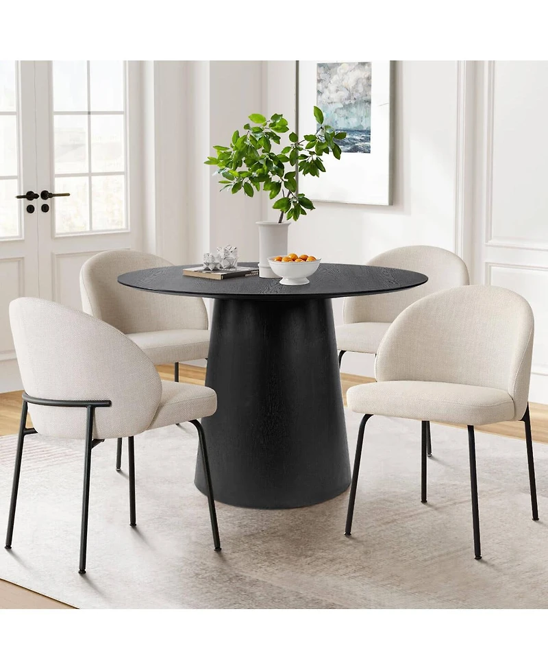 Maison Boucle Modern Upholstered Dining Side Chairs Set of 2, Metal Legs