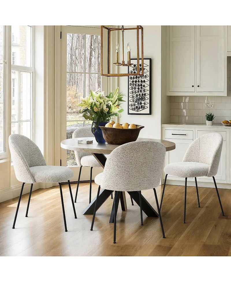 Maison Boucle 19.5" Seat Height Fabric Dining Side Chairs Set of 4, Metal Legs