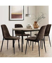 Maison Boucle Modern Chenille Upholstered Dining Chairs Set of 4, Metal Legs