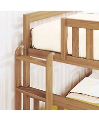 Max & Lily Bunk Bed with Ladder on End and Trundle, Twin-Over-Twin Frame for Kids