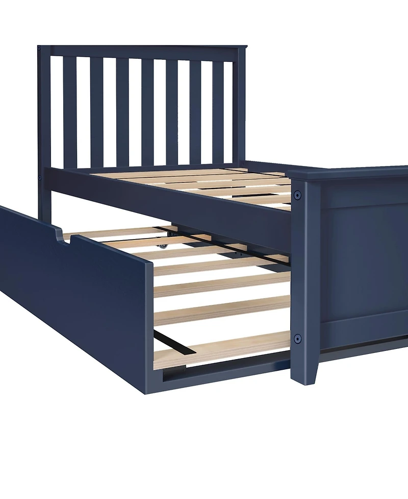 Max & Lily Bed Frame with Trundle, Classic Solid Wood Platform Storage