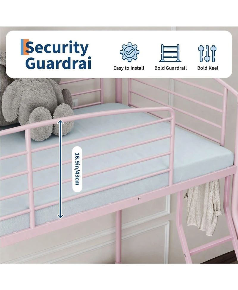 gaomon Bunk Bed, Metal Beds with Ladder and Guardrail,Heavy Duty Space Saving Design,Smooth Rounded Edges,Ideal for Dorms Small Rooms