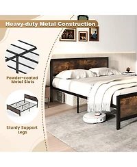 Slickblue Heavy Duty Metal Platform Bed Frame with Headboard Footboard for Bedroom