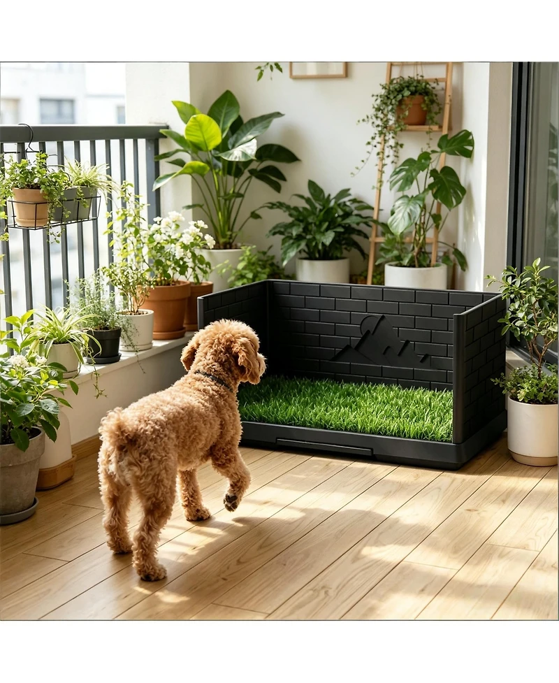 Aostirmotor Pet Toilet,Dog Grass Pad with Semi-Enclosed Walls