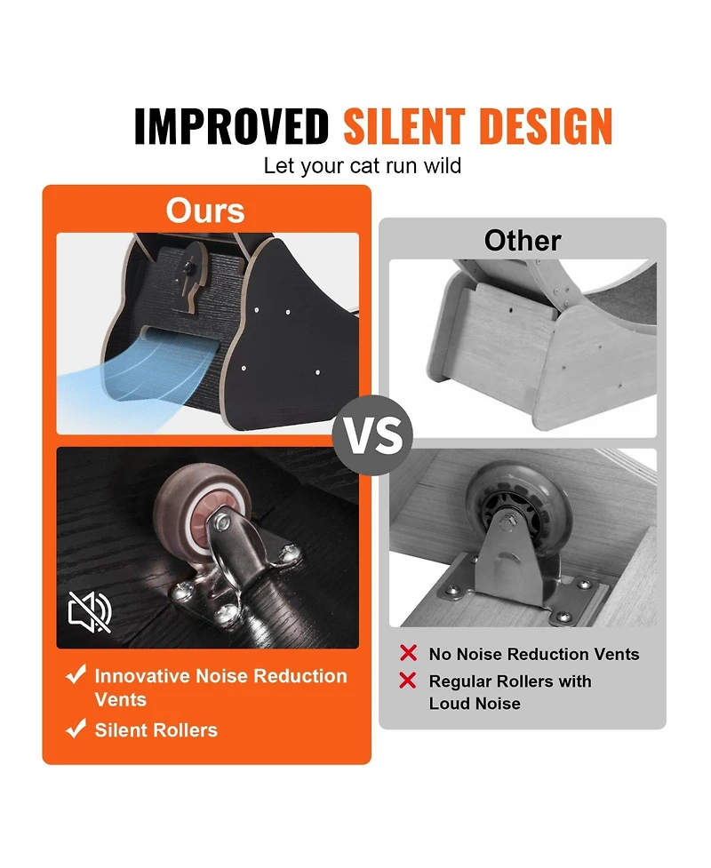 Cozito Cat Exercise Wheel 43 in Wooden Treadmill with Carpet