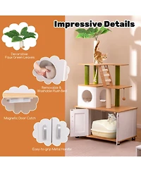 Cozito Cat Litter Box Enclosure with Cat Tower 69 in Sisal Post