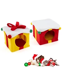 Cozito Cat House Christmas Gift Box Shaped with 2 Condos and Bow