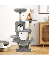 Cozito Cat Tree 58 inch Soft Plush Multi-Level with Padded Perch