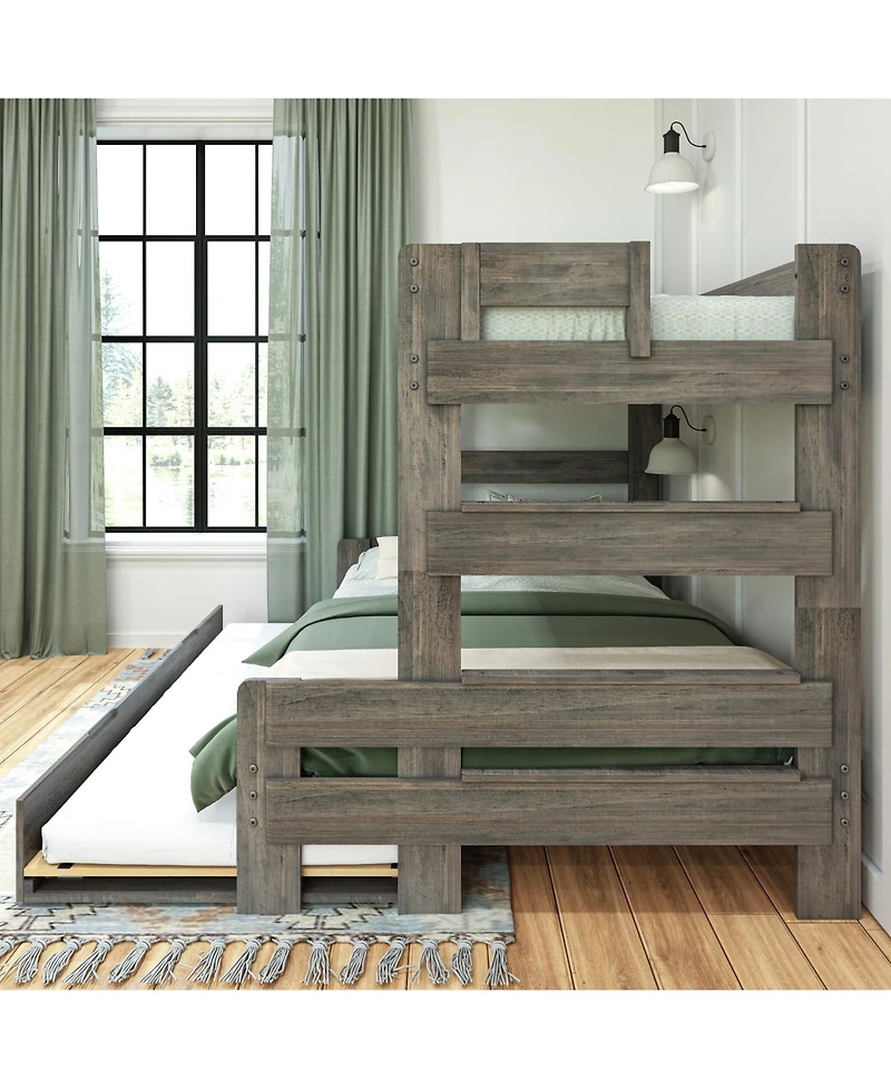 Max & Lily Farmhouse Twin over Full Bunk Bed with Trundle
