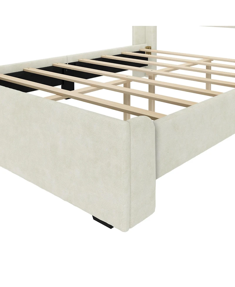 Max & Lily Full Upholstered Rectangular Headboard Platform Bed Frame with 2 Drawer Side Storage