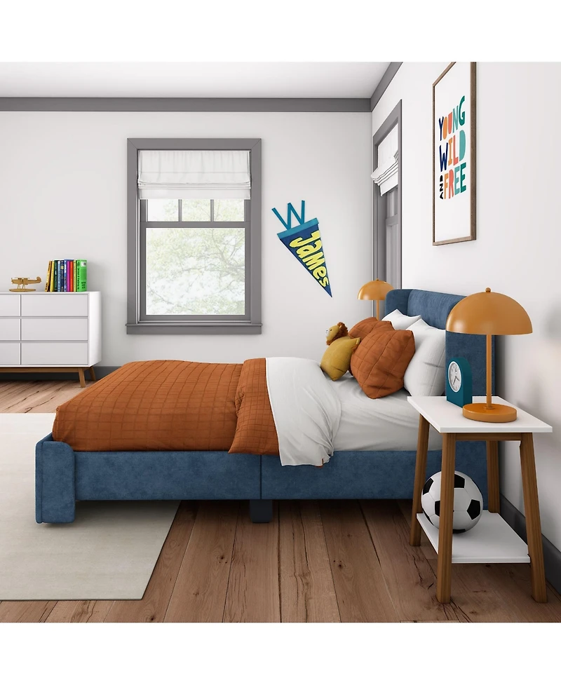 Max & Lily Full Upholstered Rectangular Headboard Platform Bed Frame with 2 Drawer Side Storage