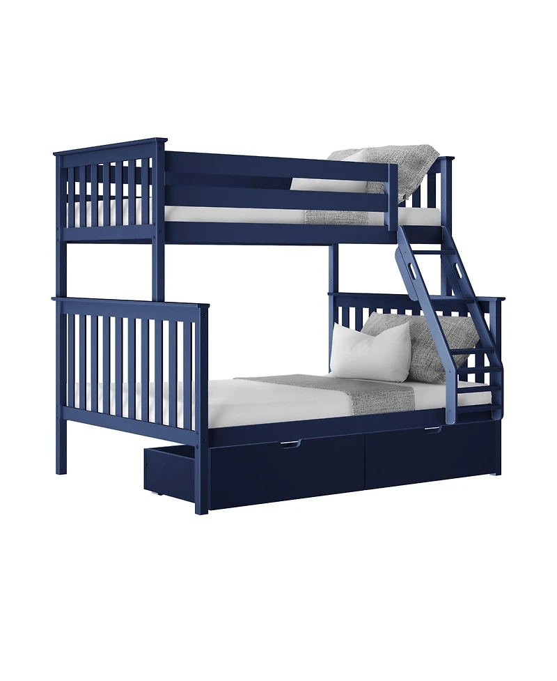 Max & Lily Solid Wood Bunk Bed with Storage Drawers and Ladder for Kids