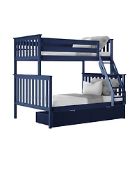 Max & Lily Solid Wood Bunk Bed with Storage Drawers and Ladder for Kids