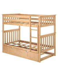 Max & Lily Solid Wood Bunk Bed with Storage Trundle for Kids