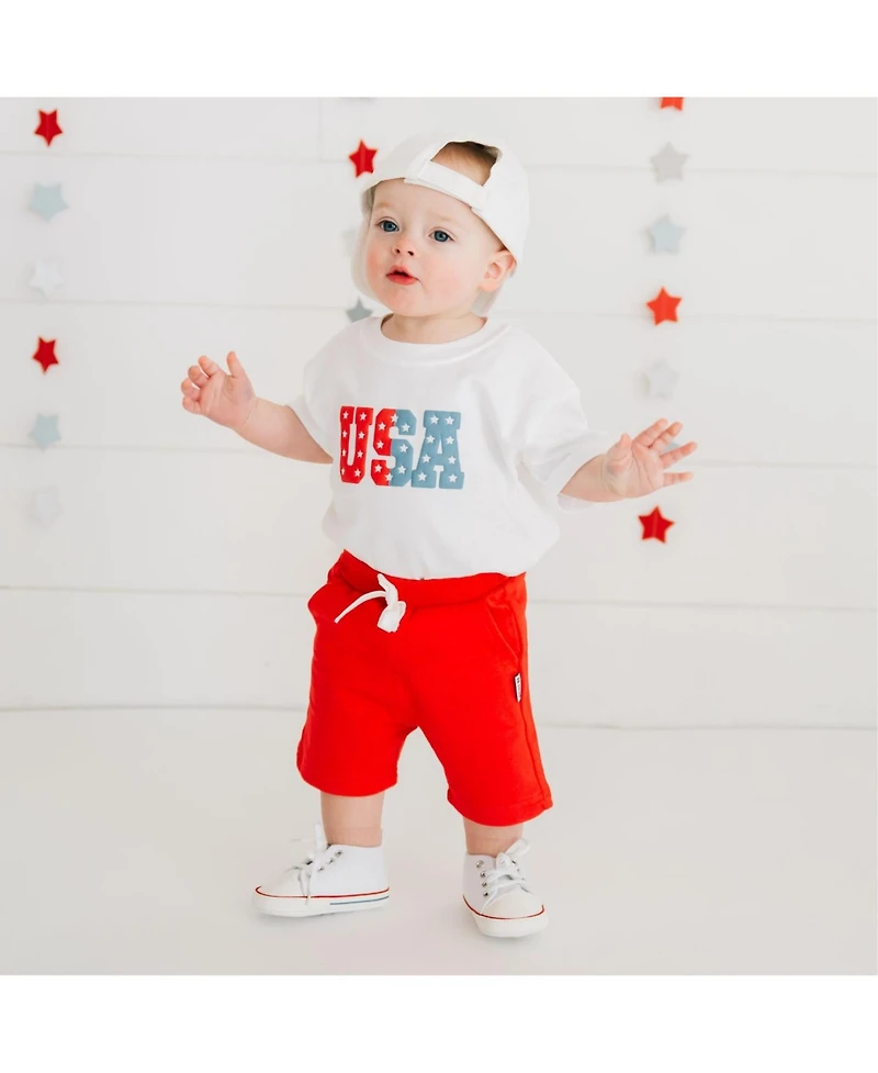 Sweet Wink Baby Boys Usa Puff Ink Short Sleeve Romper