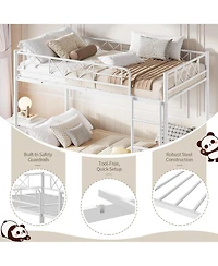 Heavy Duty Twin Over Bunk Bed for Adults and Teens - Metal Frame with Stairs, Full-Length Guardrail, Space-Saving, No Box Spring Needed