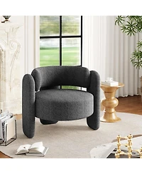 gaomon Modern Chenille Accent Chair Set of 2 Mid-Century Upholstered Living Room Chair Cozy Round Armrest Chair With Open Back for Bedroom/Office/Cafe