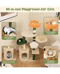 Cozito Cat Tree Flower Style Modern with Plush Top Perch