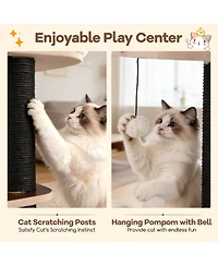 Cozito Cat Tree 53.5 inch Wooden with Padded Top Perch and Condo