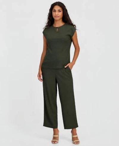 Anne Klein Essentials Petite Extended Shoulder Pebble Texture Top Pebble Texture Knit Pull On Pants