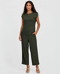 Anne Klein Essentials Petite Extended Shoulder Pebble Texture Top Pebble Texture Knit Pull On Pants