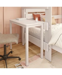 Max &bLily Farmhouse Twin over L-Shaped Bunk Bed with Desk